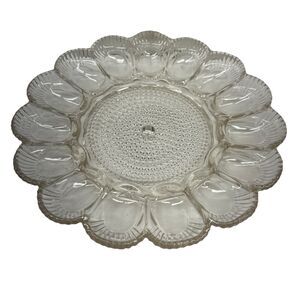 VTG Indiana Glass Co Thousand Eyes Hobnail Deviled Egg Plate 15 eggs!